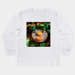 Smiling Veggie Burger Kids Long Sleeve T-Shirt